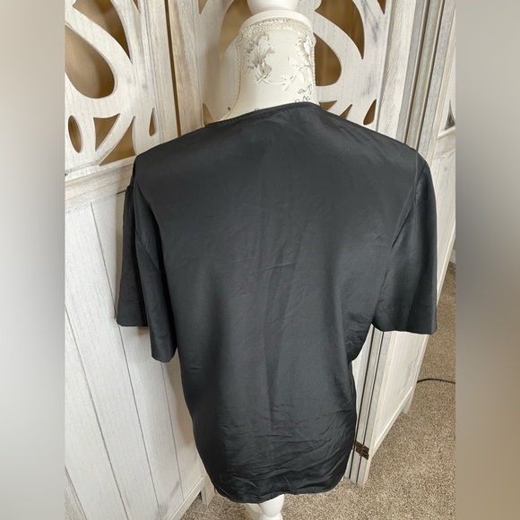 Vintage Christian Dior Chemises Classic Black Short Sleeve Silky Size 10 Medium - Picture 5 of 5